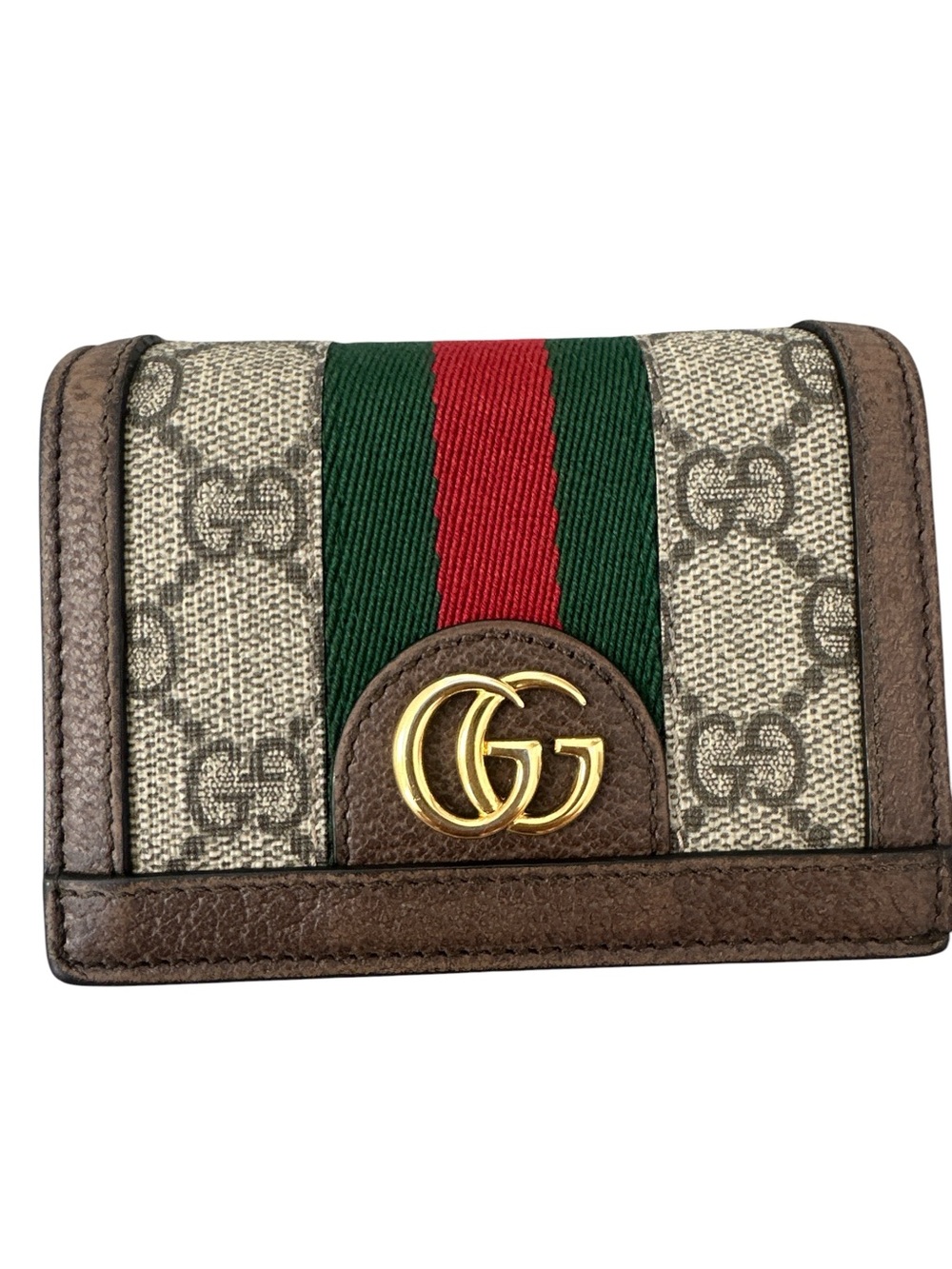 Gucci GG Supreme Wallet with Green-Red Web Stripe